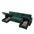 thumbnail image 3 of Aukfa 111" U shape Sectional Couch Convertible Sofa Bed with USB &Cupholders, Hide Desktop, 4 Pillows, Pull out Bed&Storage Chaise, Corduroy, Green, 3 of 8
