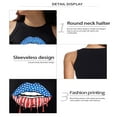thumbnail image 3 of Débardeurs pour Femmes Jour de l'Indépendance Coupe Ajustée Col Rayé Crop Tops, 3 of 5