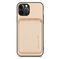 thumbnail image 3 of Cutyskin Carbon Fiber Texture PU Leather Case for iPhone 12 Pro Max, with Detachable Card Holder, Compatible Magsafe Charging, Ultra Thin Design Shockproof Phone Case for iPhone 12 Pro Max, Khaki, 3 of 6