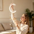 thumbnail image 6 of WWV Moon Macrame Dreamcatcher Suncatcher with Crystal Prisms Boho Wall Hanging Decor for Bedroom Window Nursery Living Room Home Gift, Gift for Family, 6 of 7