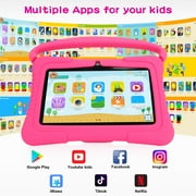 Veidoo Kids Tablet, 32GB Storage WiFi 7 inch Android Tablet for Toddler, 7’’ IPS HD Display, Learning Tablet with IWAWA App, Childrens Tablet with Silicone Case (Pink)