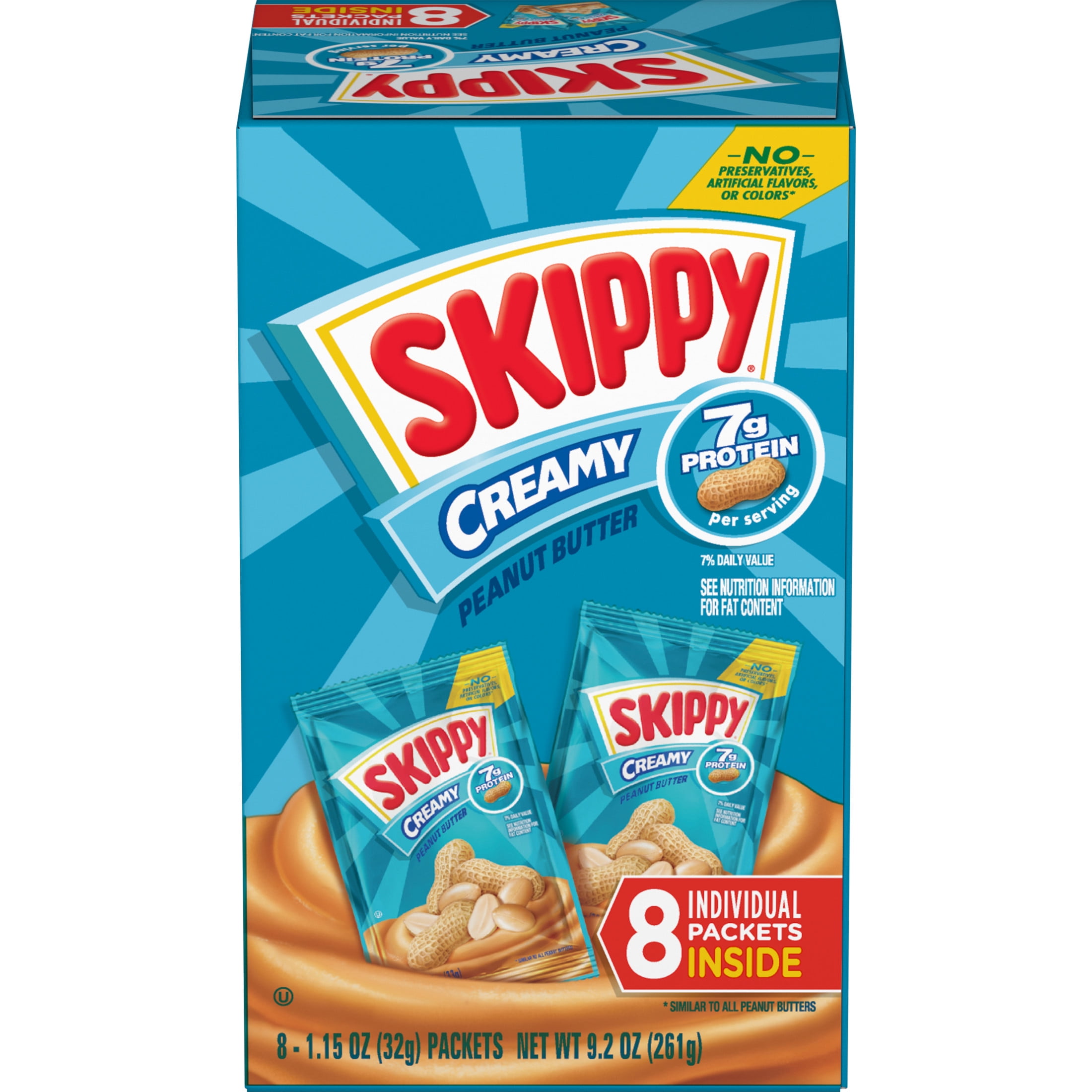 SKIPPY Creamy Peanut Butter Individual Squeeze Packs, 1.15 oz (64 Pouches)