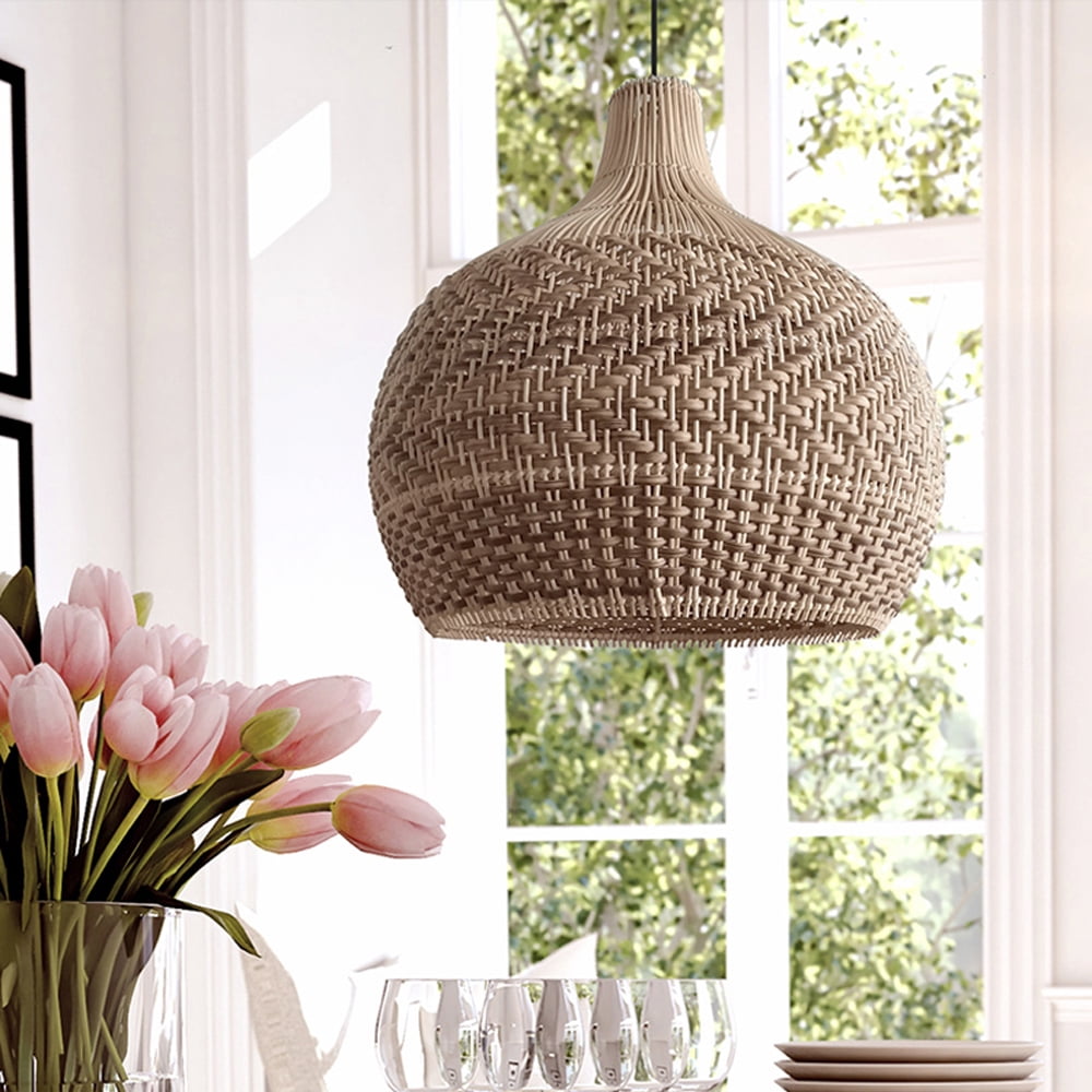 Arturesthome Handmade Wicker Rattan Pendant Light Fixtures For Kitchen Island