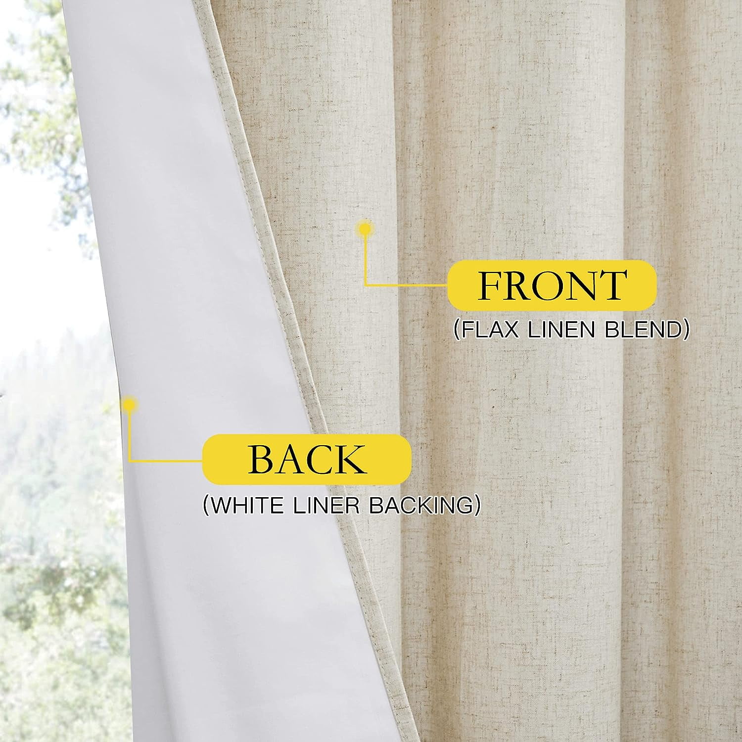 NICETOWN Natural 100% Blackout Curtain Patio Door Curtain, Thermal Insulated Sound Reducing Extra Wide Sliding Door Curtain Privacy Grommet Drapes for Living Room, 100"x95", 1 Panel