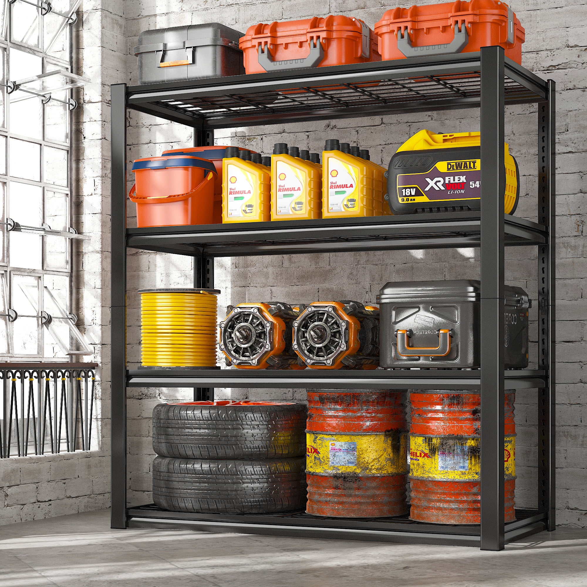 REIBII 2200LBS Garage Shelving Units Heavy Duty  Adjustable Metal Shelving 4 Tier Storage Shelves,39.4" W x 19.7" D x 59.9H
