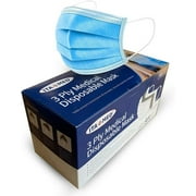 ITA-MED 50pcs/Pack One-Day Disposable Face Mask with 3-Layer Safety Shield, Medical Sanitary Procedural Mask, Stretchable Elastic Ear Loops & Comfortable Universal Design