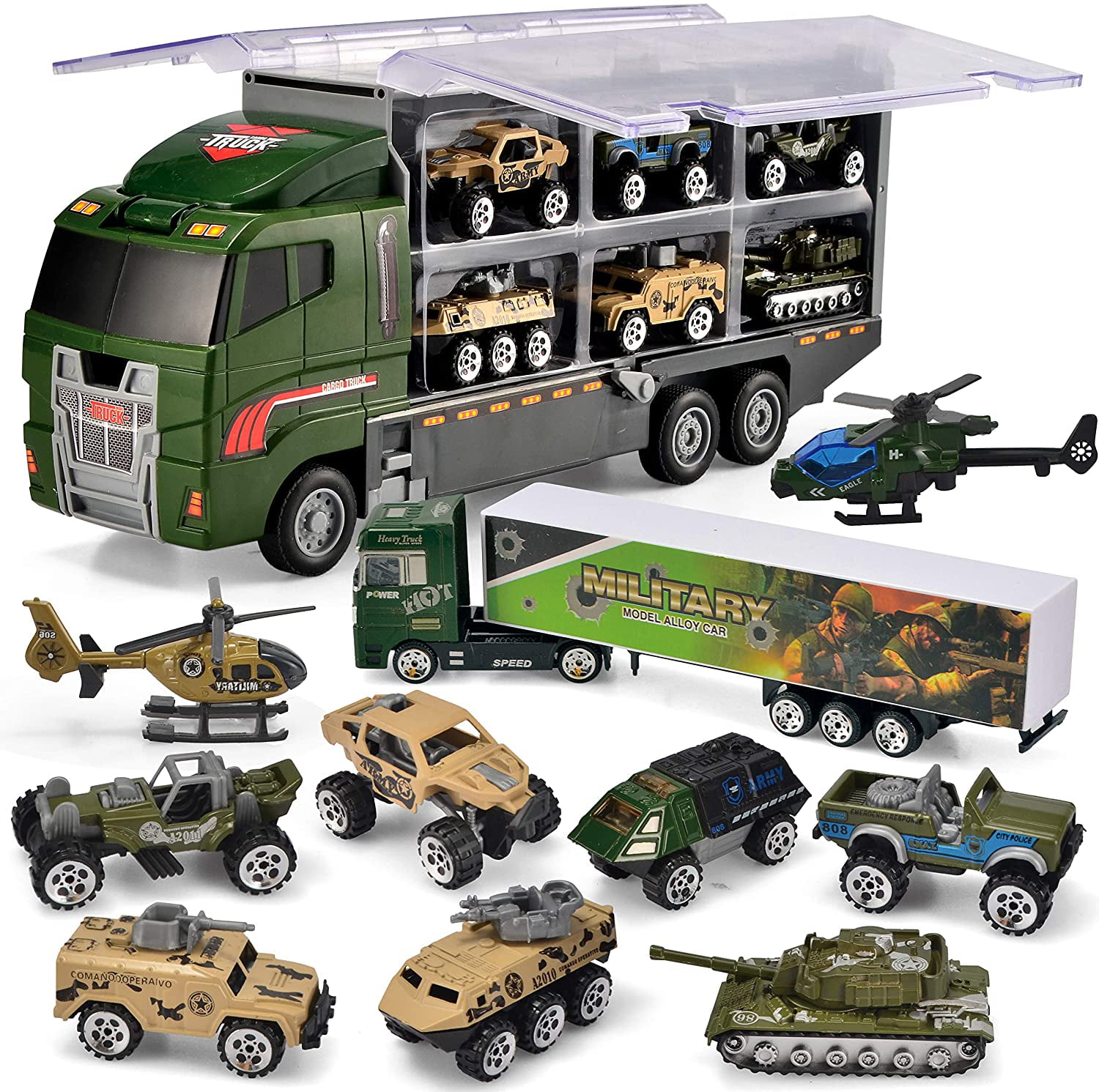 6 Pack Assorted Alloy Die-cast Military Vehicles Models Car Playmobil Toys Set 