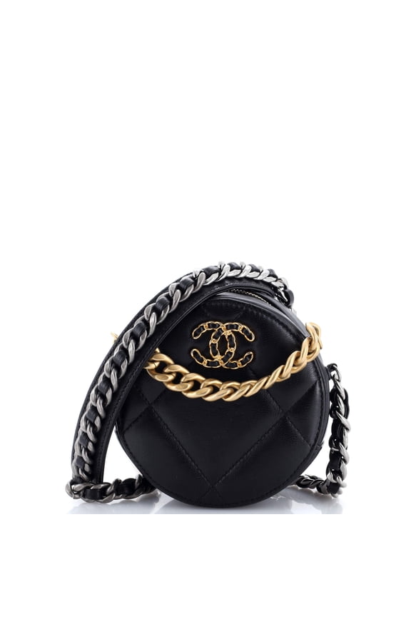 Pre-Owned 19 Round Clutch with Chain Quilted Leather By Rebag