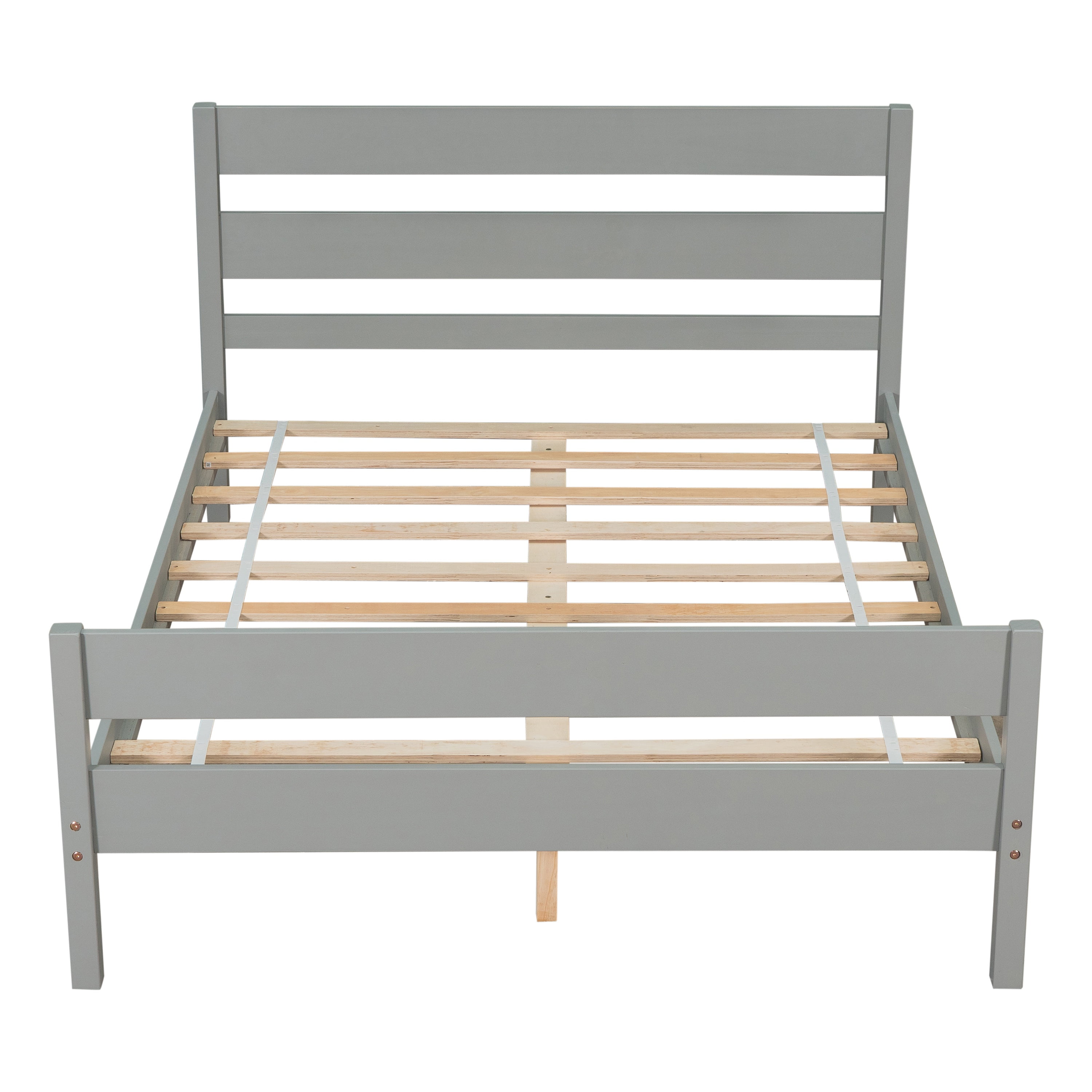 Bellemave Full Bed Frames,Wood Platform Bed with Headboard and Footboard, Full Size Sleigh Bed with Wood Slat Support, No Box Spring Needed (Gray)