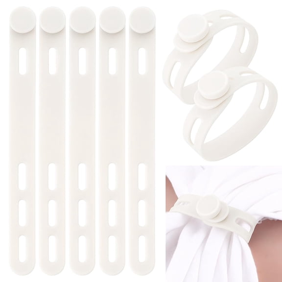 24 Pcs Shirt Sleeve Ties Medical Grade Silicone Tshirt Sleeve Holders Soft Straps Designed for Athletes Sports Activities (White)