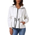 thumbnail image 1 of Chaqueta ligera con capucha para mujer INSPIRE CHIC, con cierre frontal, ideal para senderismo, talla 2XL, color blanco, 1 of 6