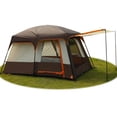 thumbnail image 1 of KTT Large Tent 6 Person,Family Cabin Tents,Straight Wall,3 Doors and 3 Windows with Mesh,Waterproof,Big Tent for Outdoor,Picnic,Camping,Family,Friends Gathering(Brown), 1 of 4
