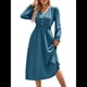 thumbnail image 2 of Vestido Mini de Larga con Escote en V para Mujer, Corte A, Cintura Alta, Informal, Fluido, Ideal para Invitadas A Cócteles y Bodas. Azul Neblina M, 2 of 10