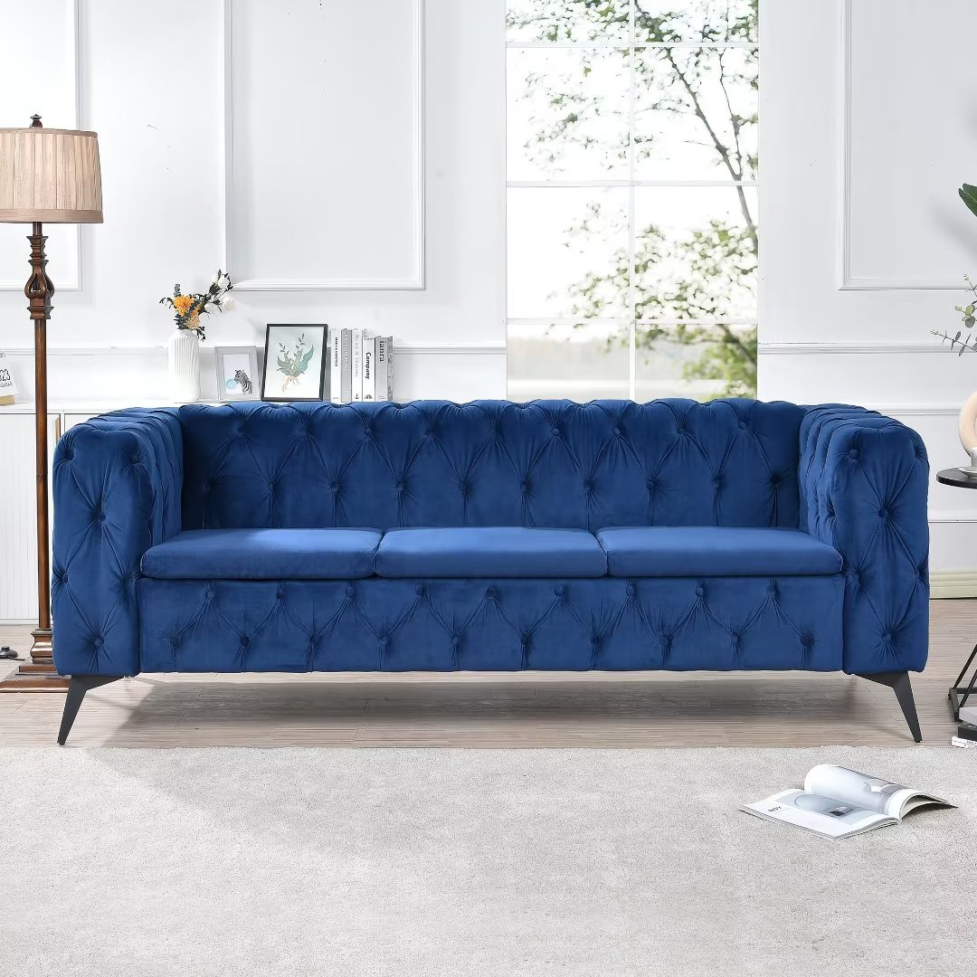 84inch Chesterfield Sofa Couch, 3Seater Square Arm Sofa with Removable