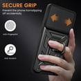 thumbnail image 4 of Design for iPhone 12 Pro Max Case with Stand, [Camera Protection] Military Grade Slide Camera Protection Cover 360° Rotate Ring Anti-Scratch Shockproof Phone Case for iPhone 12 Pro Max - Black, 4 of 8