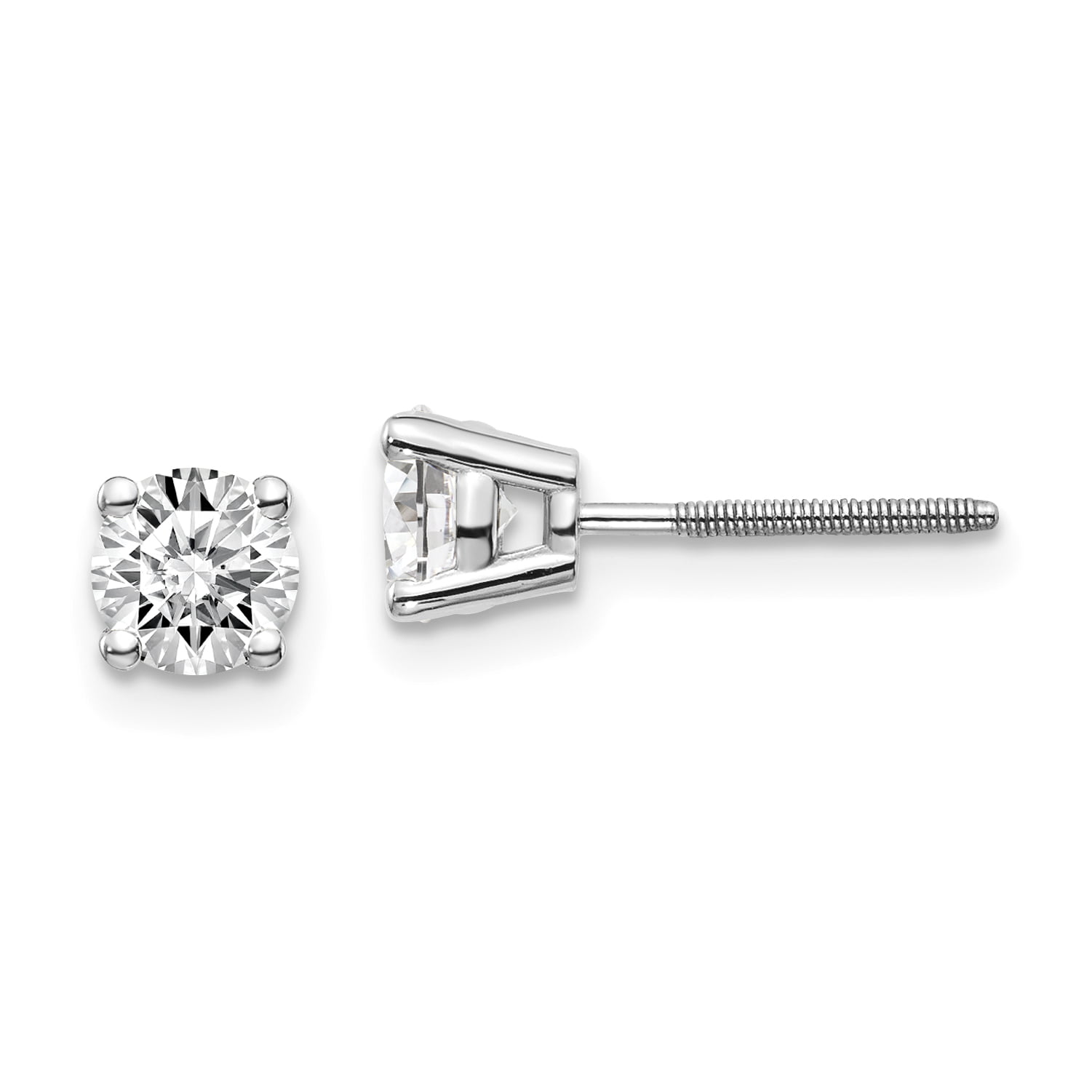 Gift For Mother Solitaire Studs Earrings 0.85Ct I1 G Genuine Diamond White Gold