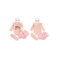 thumbnail image 2 of BemeyourBBs Newborn Hello I'm New Here Baby Girl Coming Home Outfits Letter Print Long Sleeve Romper Ruffle Shorts Skirt Headband Long Socks Set 4Pcs Spring Fall Winter Clothes, 2 of 9