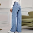 thumbnail image 6 of Wutalume High Waisted Jeans for Women Vintage Washed Straight Leg, Versatile Denim Pants for Casual Chic & Everyday Outfits,Blue L, 6 of 7