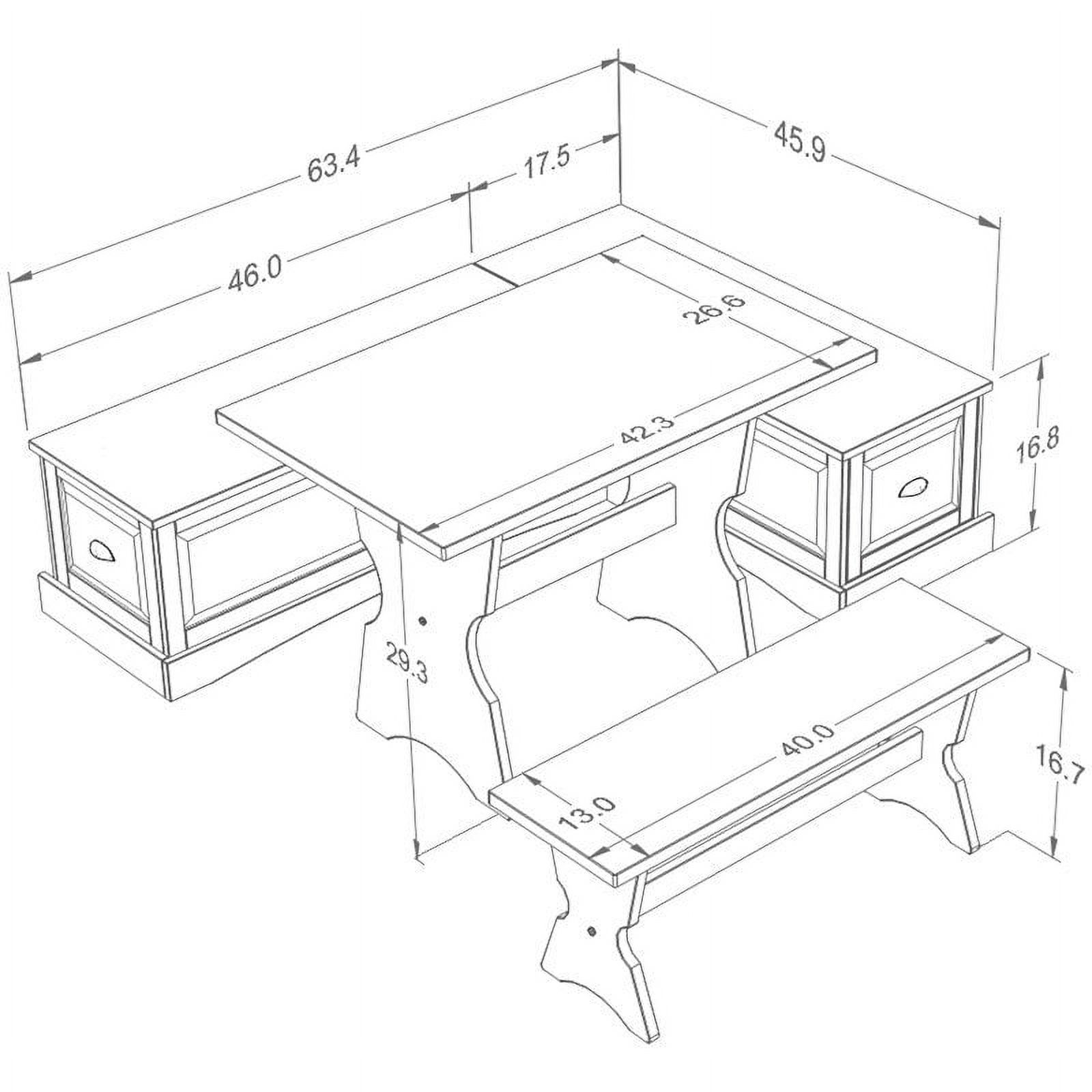 Riverbay Furniture Wood Kitchen Breakfast Corner Nook Dining Set in Walnut Brown - image 5 of 20