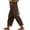 #050-Brown, variant on Women Casual Linen Solid Long Pants Elastic Drawstring Waist Loose Straight Trousers With Ruffle Edge For Daily Vacation Beach Wear Gift