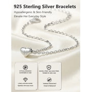 Silvora Elegant Heart Bracelet Women Sterling Silver Initial Letter N Bracelets Charms for Girlfriend Wife Mom