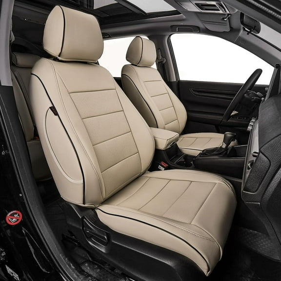 EKR Custom Fit CRV Seat Covers for 2023 2024 2025 2026 Honda CRV LX,EX,EX-L,Sport,Sport-L,Sport Touring,Trailsport,Hybrid - Full Set Breathable Leather Auto Seat Covers(Full Set,Beige)