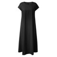 thumbnail image 6 of Sngxgn Women Square Neck Lantern Long Sleeve Ruched Mini Dress(Black,XXL), 6 of 6