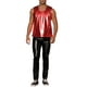 thumbnail image 2 of Camiseta sin mangas metálica Inspire Chic para hombre, cuello redondo, brillante, fiesta disco, talla XL, roja, 2 of 6
