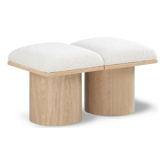 Pemberly Row Contemporary Cream Boucle Fabric Bench - 31"W x 18"D x 17.5"H