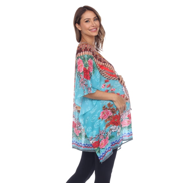 White Mark Caftan Court de Maternité pour Femmes Grande Taille avec Encolure à Nouer