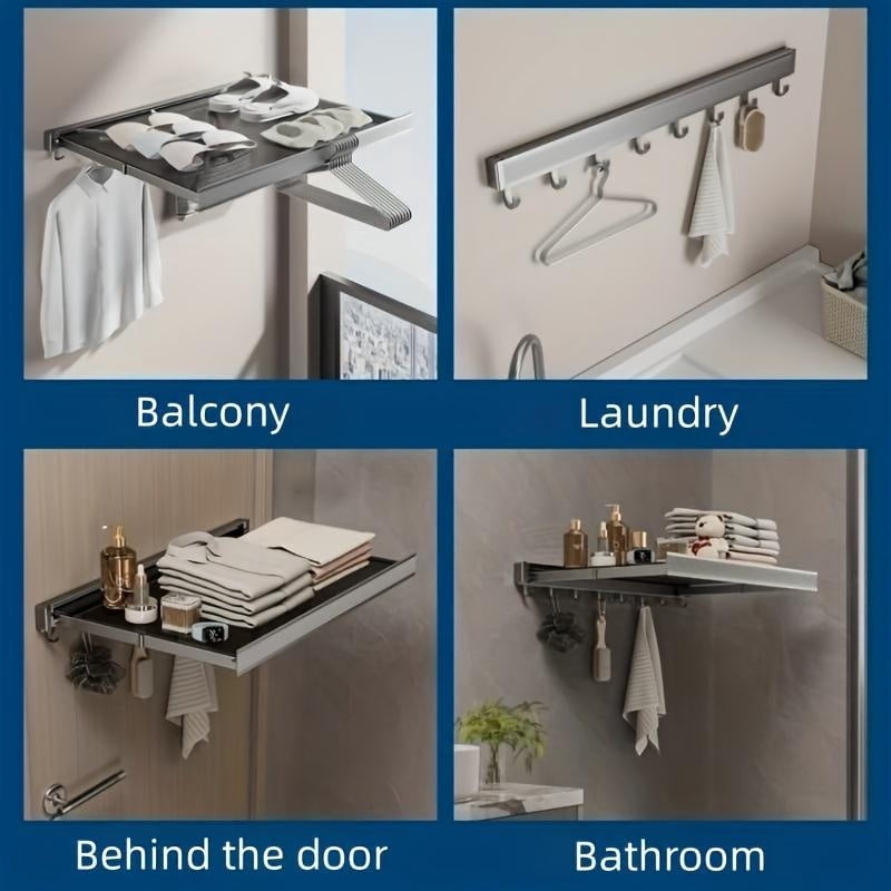 Compact Design Space-Saving Invisible Folding Balcony Net Cloth Drying Rack