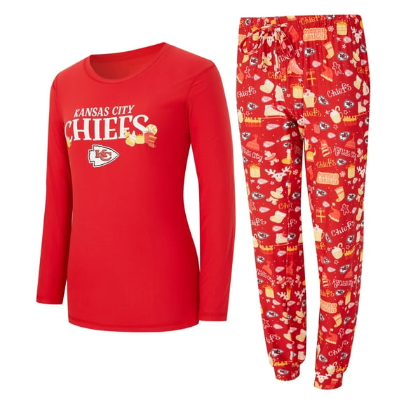 Women's Concepts Sport Red Kansas City Chiefs Chesnut Long Sleeve T-Shirt and Pant Sleep Set