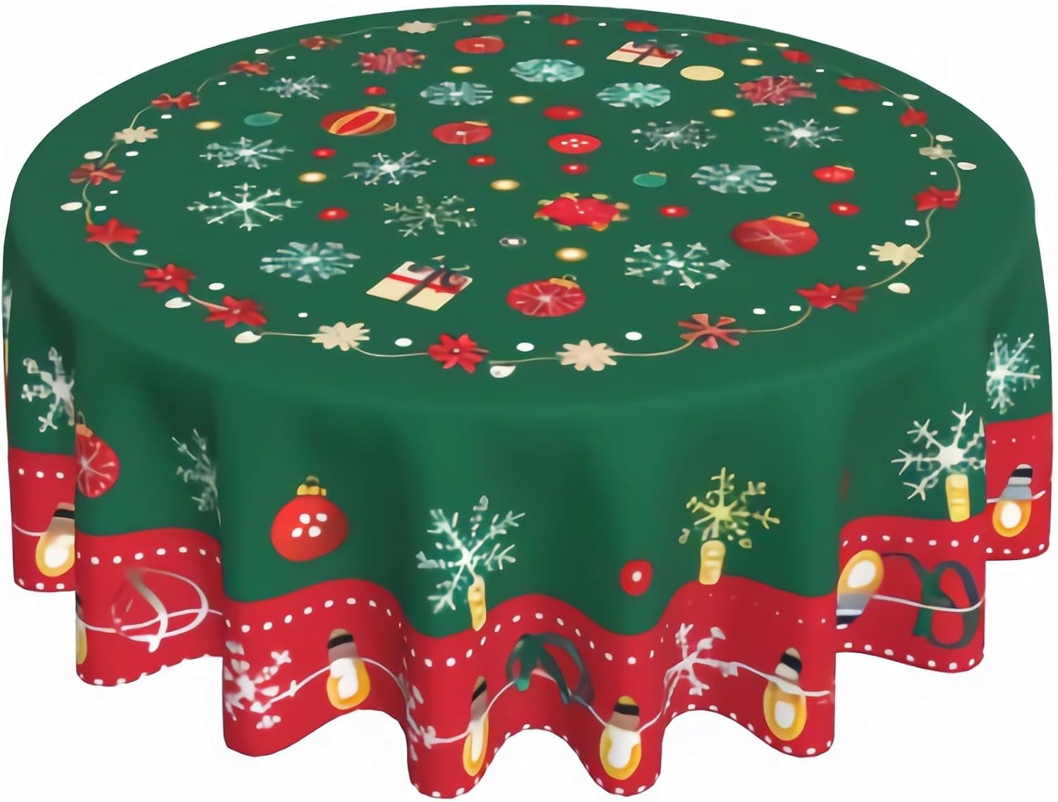 Merry Christmas Round Tablecloth 60 Inch, Decorations Round Table Cloth for Xmas Holiday Picnic Party Indoor Outdoor