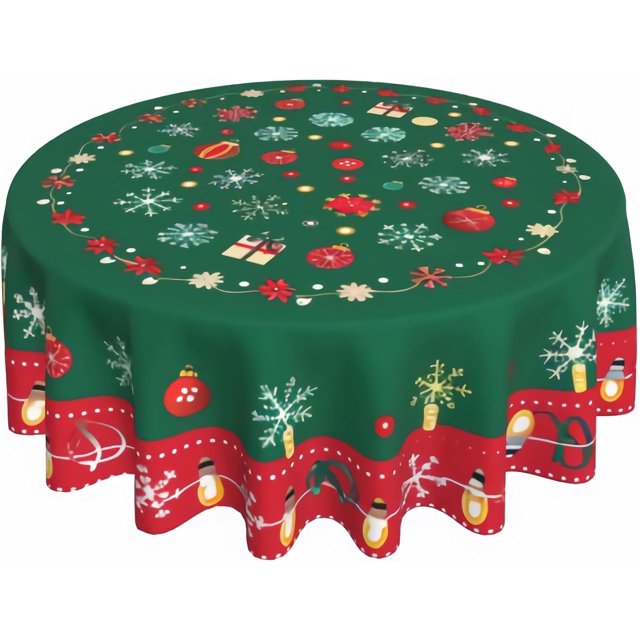 Nappe Ronde Joyeux Noël 60 Pouces, Décorations Nappe Ronde pour Fête de Pique-Nique de Noël Intérieur Extérieur