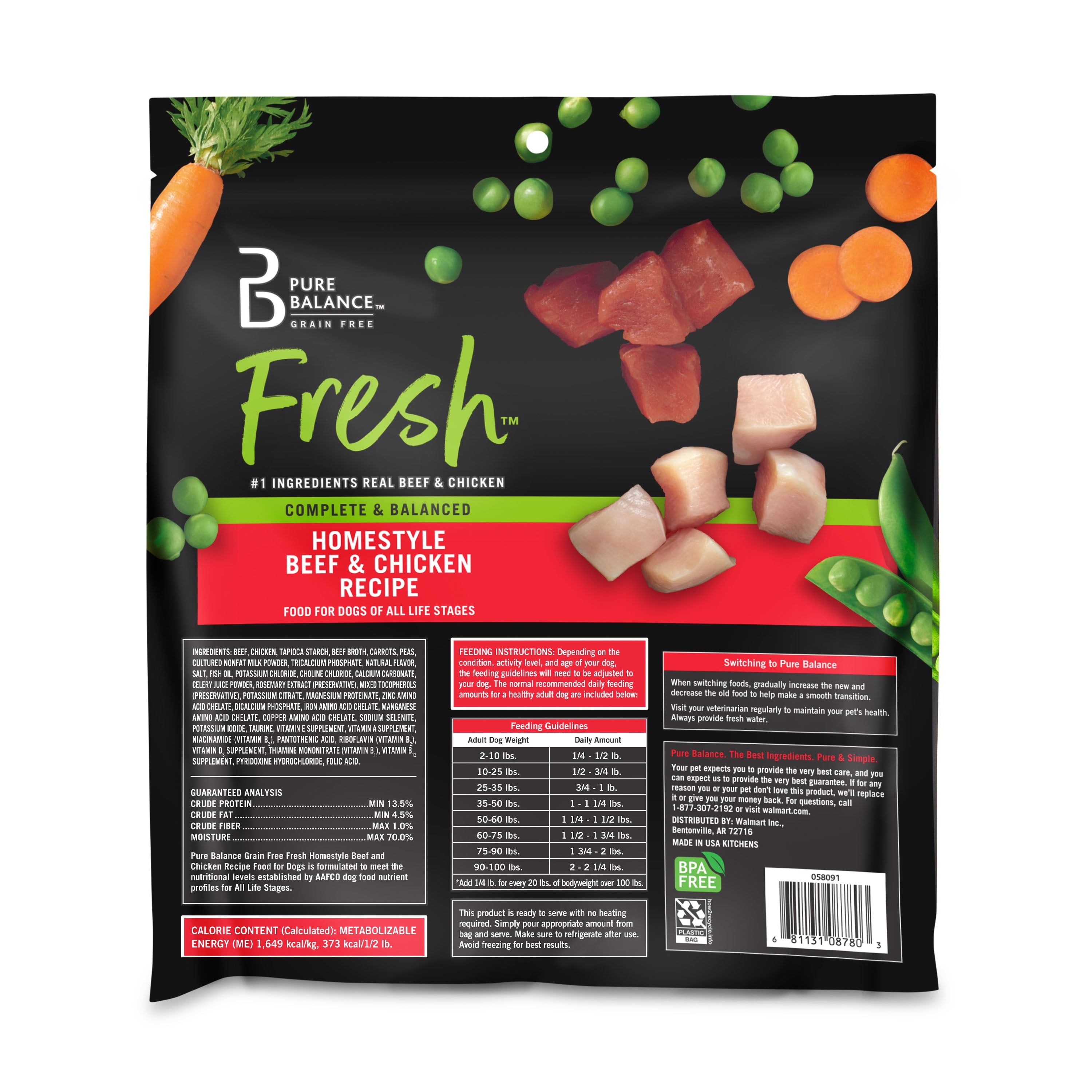Pure Balance Fresh Grain Free Homestyle Beef Chicken Recipe Dog Food 1.75 lb Bag Walmart