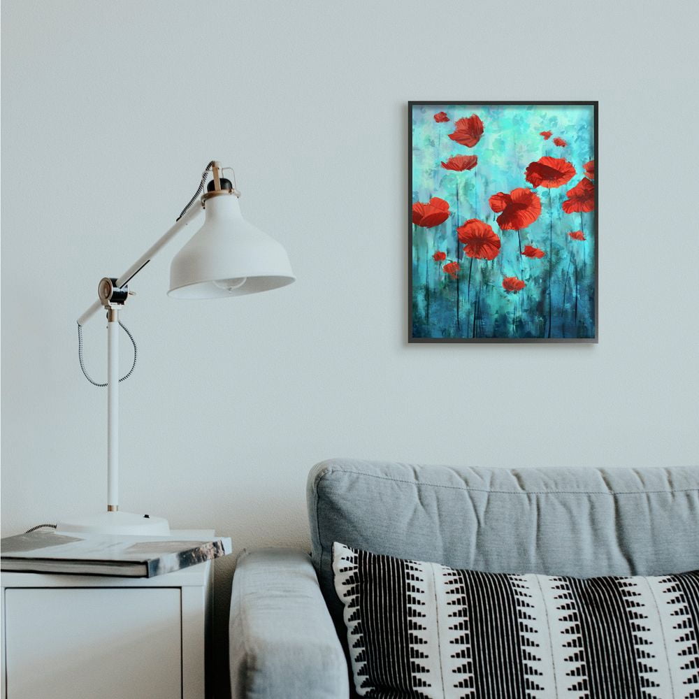 Stupell Industries Red Poppies Growing in Blue Sky Floral Design Designed by Ziwei Li