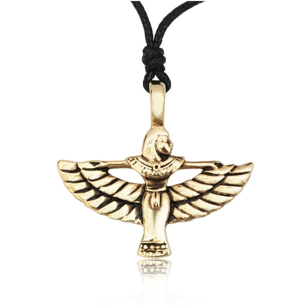 at føre gips fly Egyptian Goddess Isis Handmade Brass Necklace Pendant Jewelry With Cotton  Cord - Walmart.com
