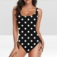 thumbnail image 2 of UTSJKR American Trends One Piece Swimsuit Women U Neck Polka Dot Print Bathing Suits Athletic Modest Swimwear Black XXL, 2 of 6