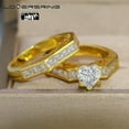 thumbnail image 5 of Two Rings His and Hers Wedding Ring Sets Couples Rings Yellow Gold Plated Heart White Cz Titanium band, 5 of 9