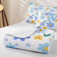 thumbnail image 4 of Meiyoeat Lovely Wildflower Letter M Twin Quilt Set for Girls Teens,Sweet Monogram Twin Coverlet Set,Light Blue Yellow White, 4 of 7