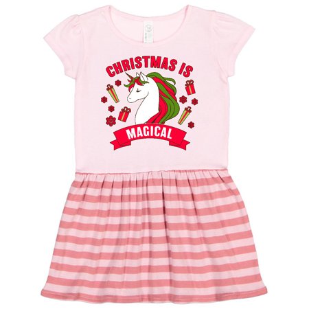 

Inktastic Christmas is Magical with Unicorn and Snowflakes Gift Toddler Girl Dress