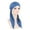 Blue, variant on Women Long Tails Plait Beanie Hat Head Hair Wrap Turban Stretch Elastic Cap