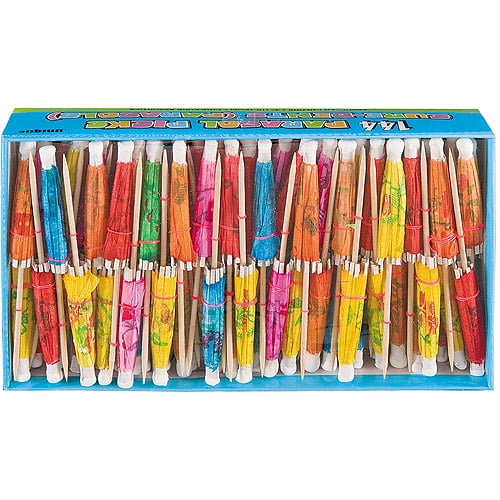 Assorted Color Paper Umbrella Toothpicks, 144ct