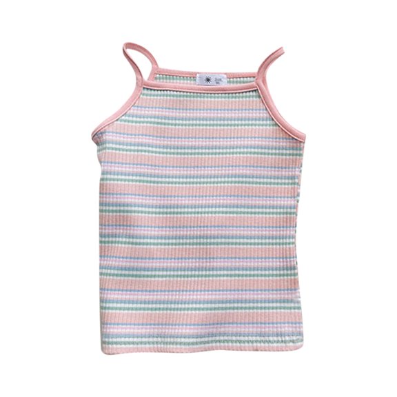 EnJoCho Girls Basic Sleeveless Striped Tank Tops Spaghetti Strap Ribbed Knit Shirts Summer Color Block Aesthetic Casual Trendy Tops