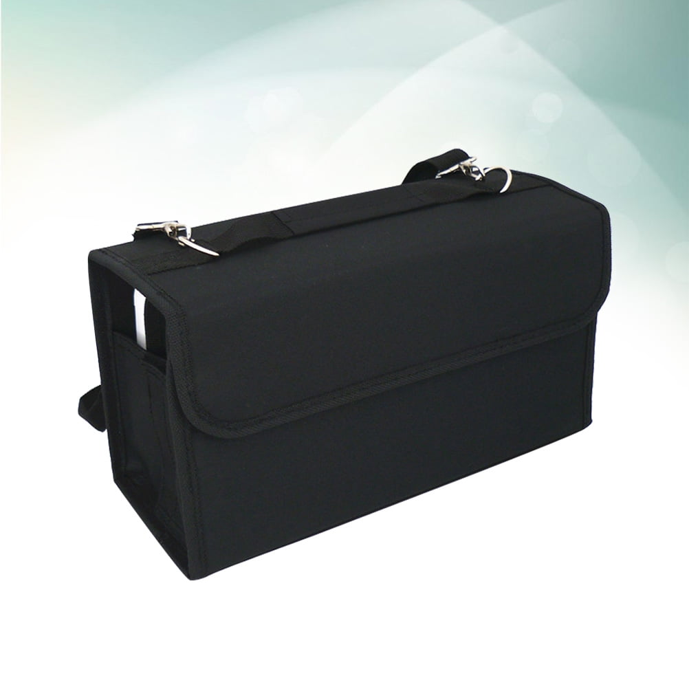 QIFULL Heavy Duty Marker Pens Storage Case 80 Slot Black Nylon Bag with Shoulder Strap and Zipper