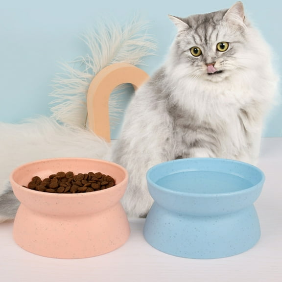 Visland Cat Food Water Bowl, PP Pet Feeder and Waterer Protect Pets' Spines,Small Dog Fat Faced Cat Kitten Supplies , Food Dispenser