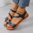 thumbnail image 5 of Dakaela Strappy Sandals for Women Open Toe Slingback Ankle Strap Flat Shoes Summer Beach Dressy Sandals, 5 of 8