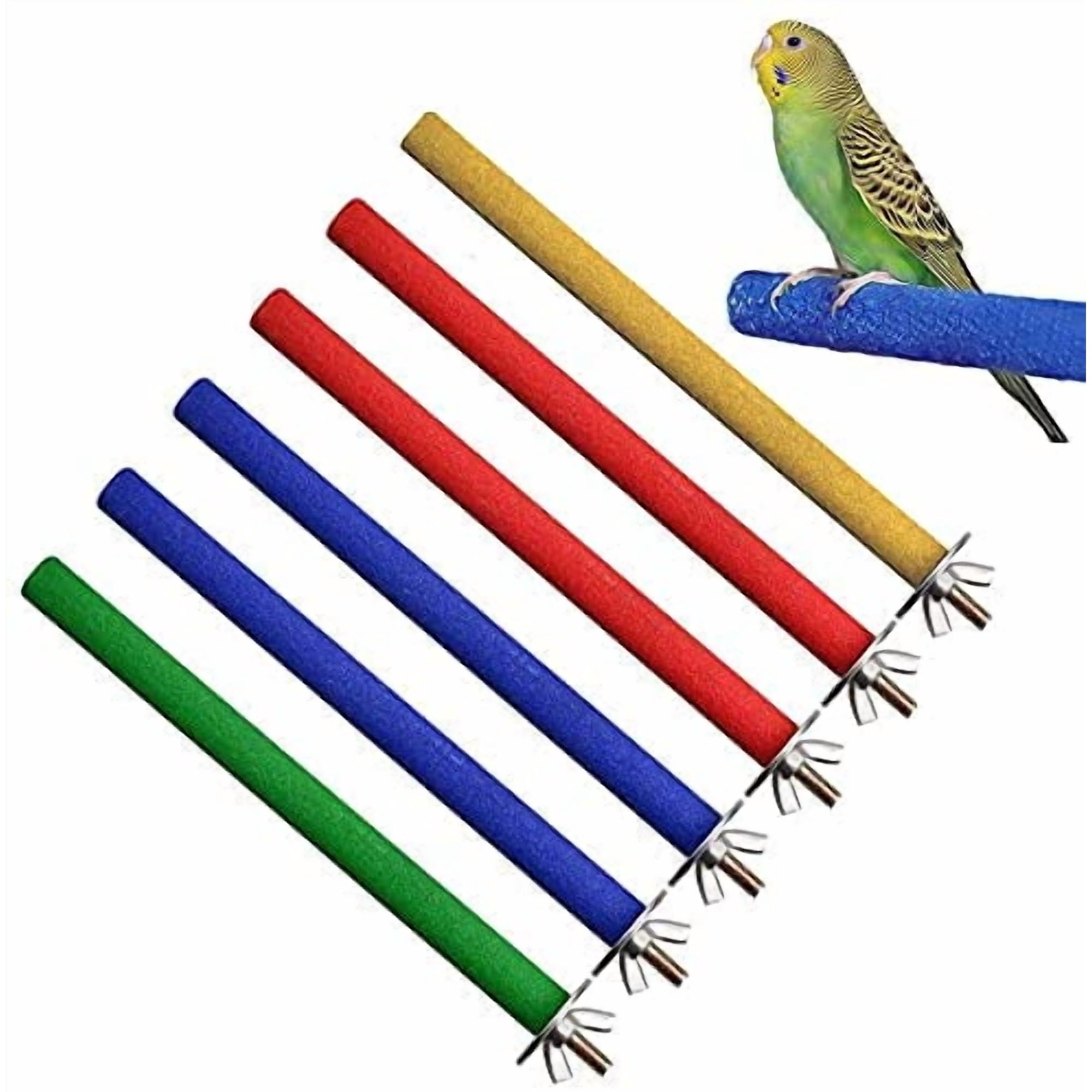 Walbest Parrot Perch Stand, Bird Perches Bird Cage Perch Toy, Colorful Paw Grinding Stick Cage Accessories for Parakeets Conures Cockatiels(Random Color), 1PC