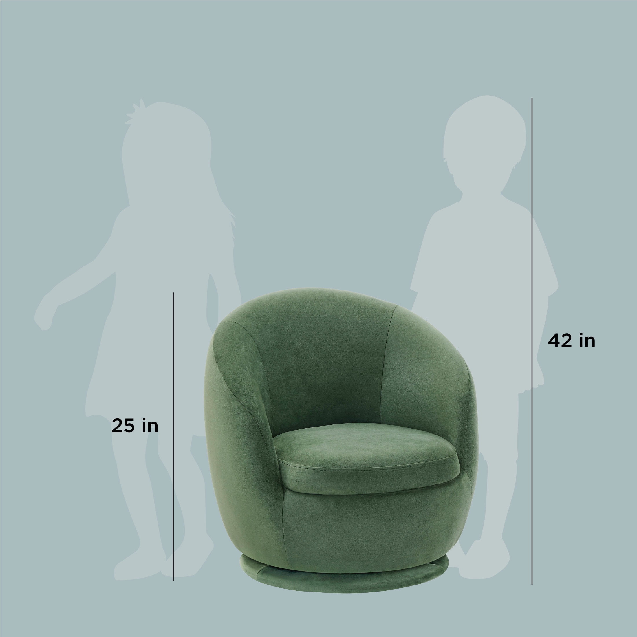 Better Homes & Gardens Mira Kids Swivel Chair, Olive Velvet