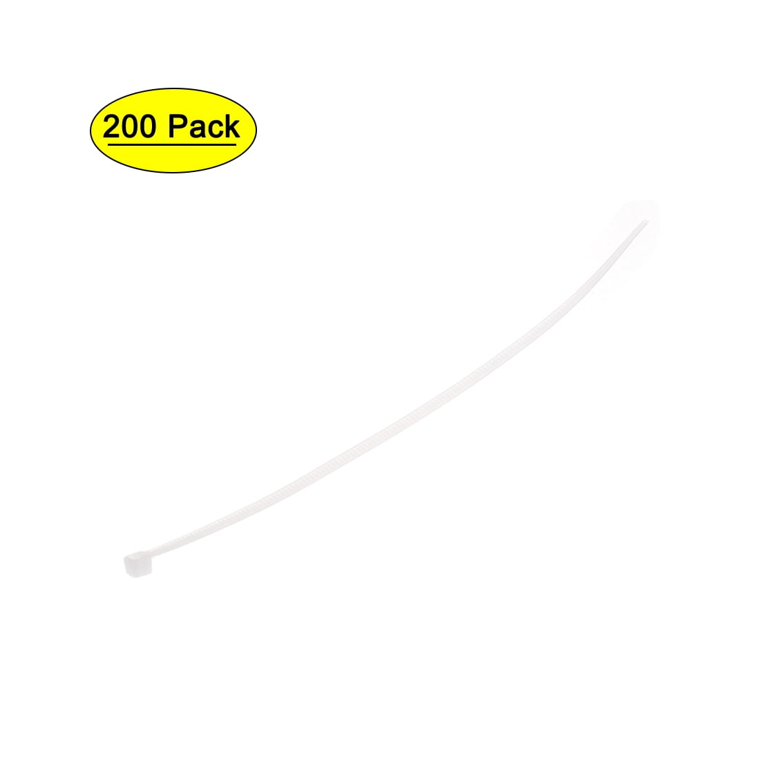 6 Inch x 0.08 Inch White Cable Zip Ties Self-Locking Nylon Tie Wraps 200 Pack
